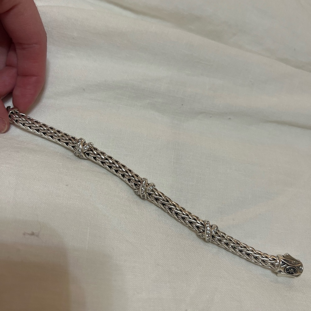 Phillip Gavriel Woven Sterling Silver bracelet with Sapphires